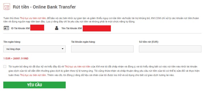 Các bước rút tiền khỏi tài khoản Forex với Wire transfer