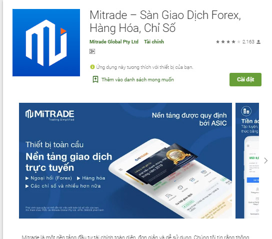 Mitrade - app theo dõi giá vàng, tỷ lệ ngoại hối