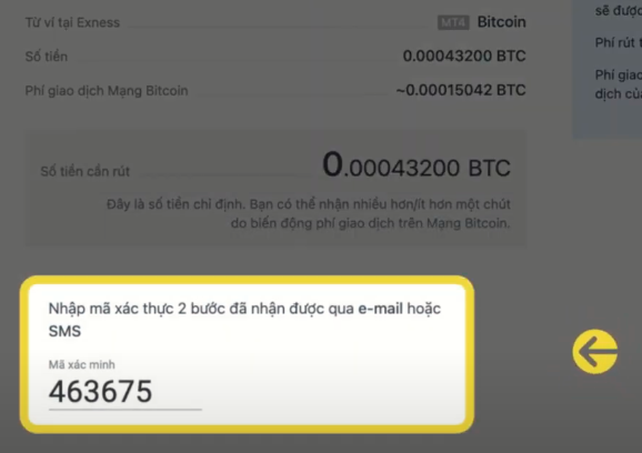 Rút tiền từ ví Bitcoin Exness 